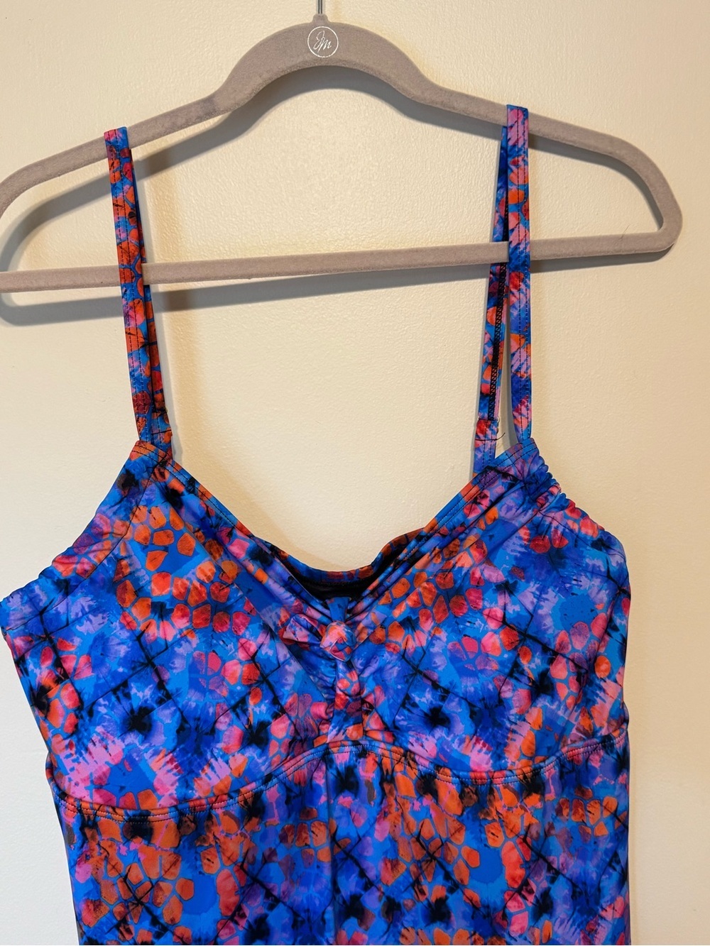 Vibrant Blue & Orange Printed 1 Piece Swimsuit.